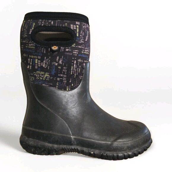 Bogs Boots Kids Size 3 Black Grasp Spark Waterproof Sledding Snow Muck Farm - Picture 1 of 8
